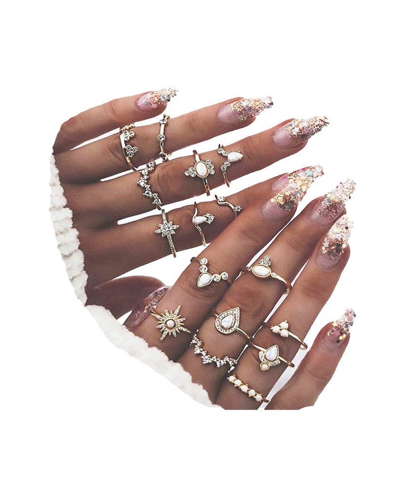 CSIYANJRY99 CSIYAN 6-16 Knuckle Stacking Rings Sets for Women Teens,Boho Stackable Rings Pack Gold Rings Set Midi Rings Finger Jewelry - Image 1